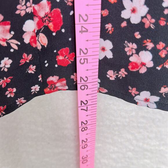 Lane Bryant Shirt Womens 14 Black Red Floral Ruffle Sleeve Blouse Top Summer - Picture 8 of 9